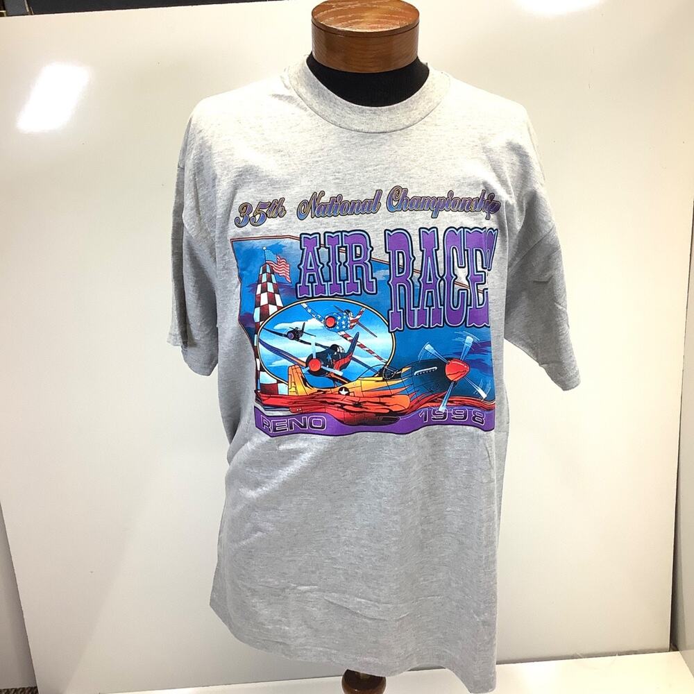 Vtg 1998 Adult XL Reno National Air Races Championship Gray Tee T-Shirt VGC!